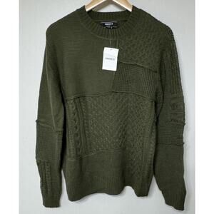 Forever 21 Sweater Men's Olive Green Long Sleeve Pullover Fisherman Medium NEW
